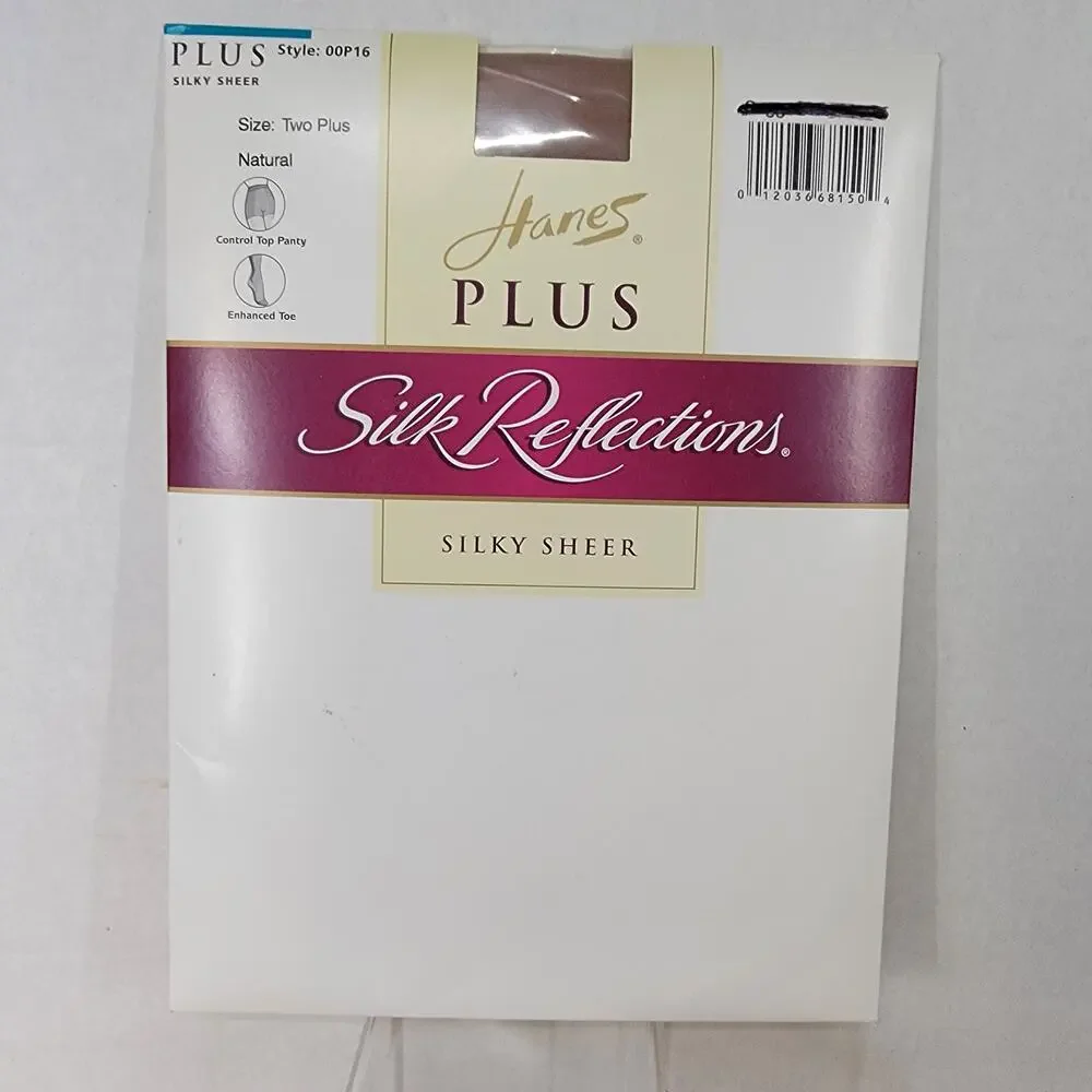 Hanes Silk Reflections Enhanced Toe Control Top Panty Hose -Two Plus Natural NEW